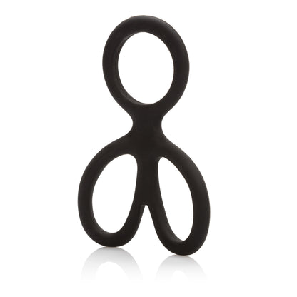 CalExotics Silicone Ball Spreader with Independent Scrotum Rings – Black