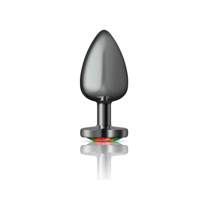 Cheeky Charms Rainbow Heart Gem Gunmetal Metal Anal Plug – Large
