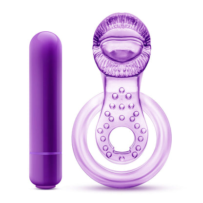 Blush Lick It Vibrating Double Strap Cockring - Purple