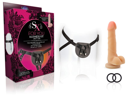 Blush For You Beginners Harness Kit with 7-Inch Cock - Beige