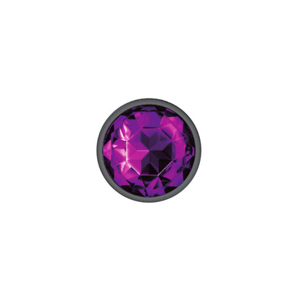 Cheeky Charms Small Gunmetal Metal Anal Plug with Deep Purple Acrylic Gemstone