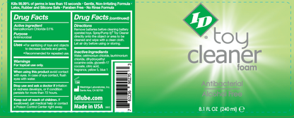 I.D. Lubricants Toy Cleaner Foam 8.1 Oz - Alcohol-Free Toy Cleaner with Green Apple Scent