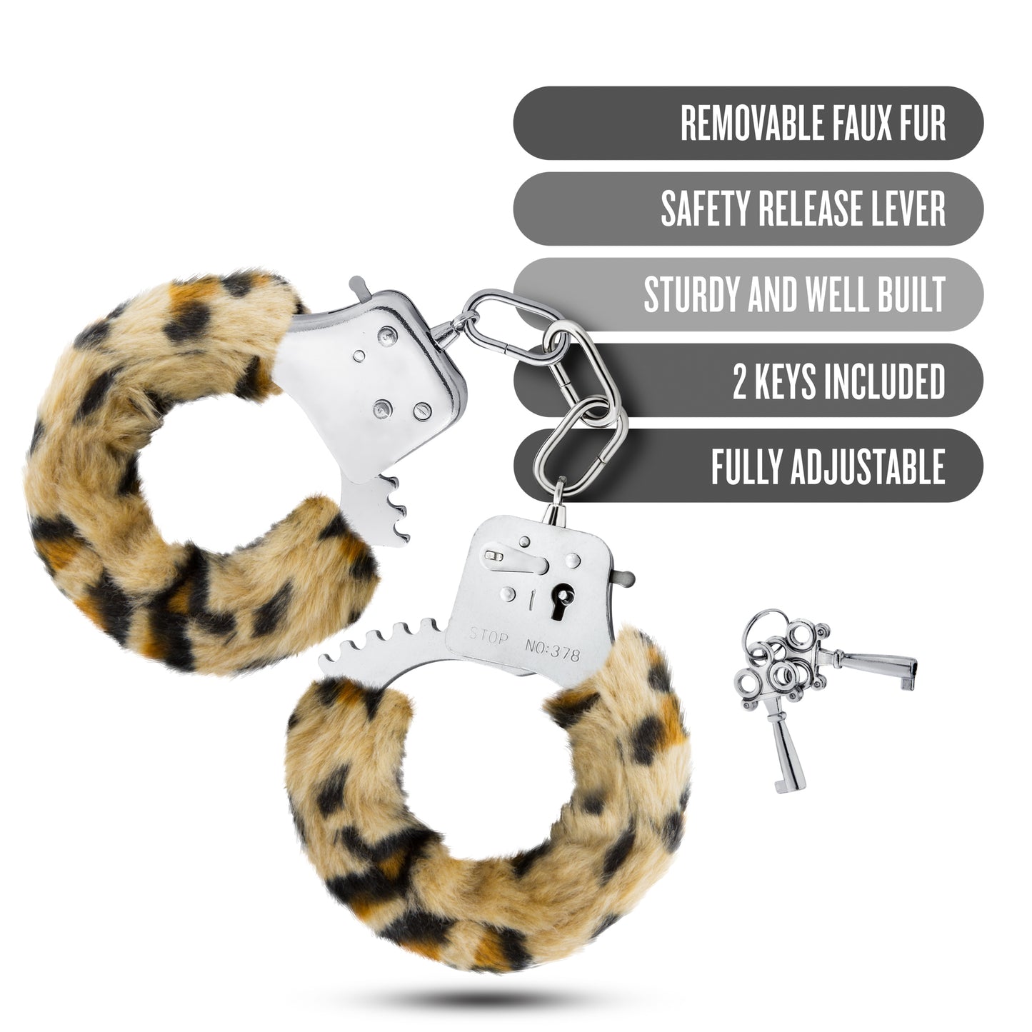 Blush Temptasia Cuffs - Leopard Print Adjustable Cuffs with Safety Release