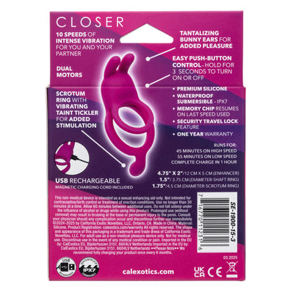 CalExotics Closer Intimate Rechargeable Ring Touch - Pink - Dual-Motor Couples Enhancer
