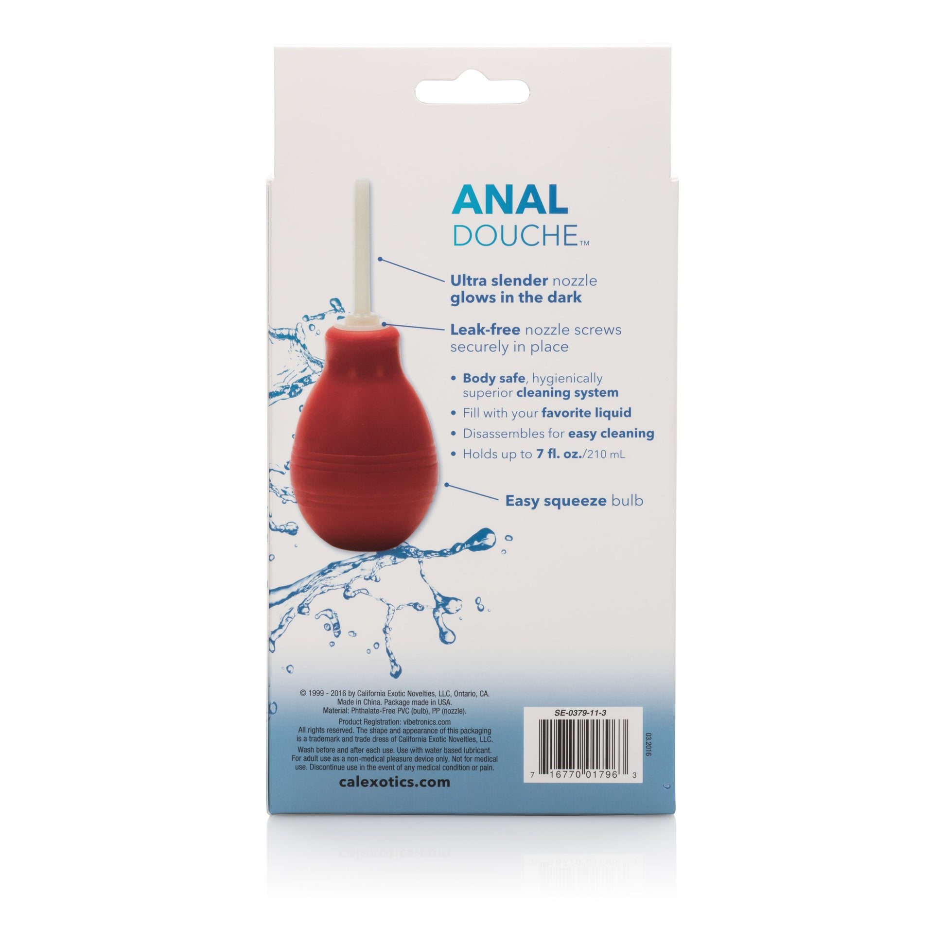 CalExotics Anal Douche – Red – Waterproof with Glow-in-the-Dark Applicator