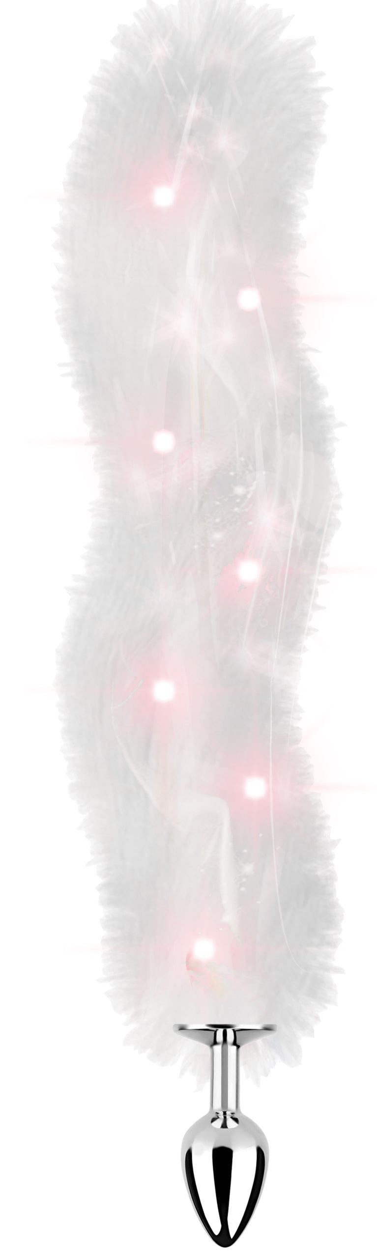 Hott Products Light Up Foxy Tail Butt Plug – White – Multi-Function