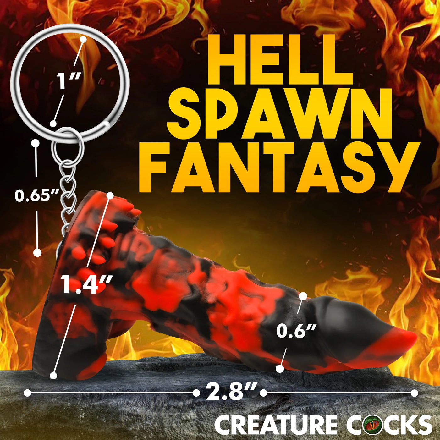 XR Brands Fire Demon Keychain – Mini Fantasy Accessory – Red/Black