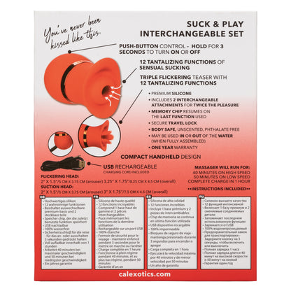 CalExotics French Kiss Suck and Play Interchangeable Set – Red – Multi-Function