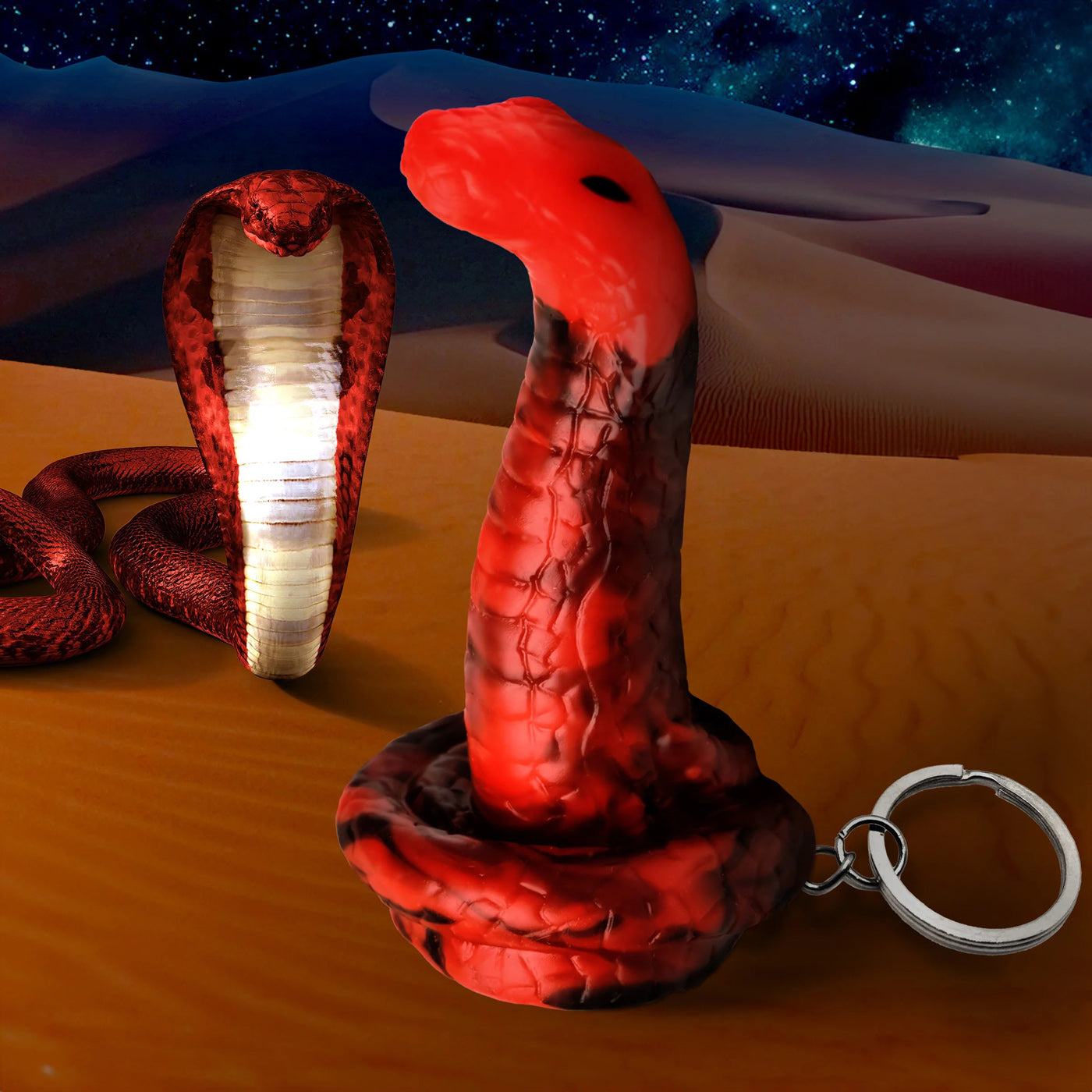 XR Brands King Cobra Keychain - Red Silicone Fantasy Accessory