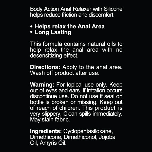 Body Action Anal Relaxer Silicone Lubricant 1.7 Oz – Natural Muscle Relaxation