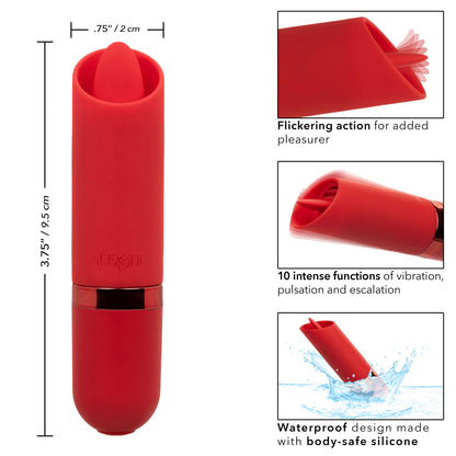 CalExotics Kyst Flicker Mini Massager – Red – 10-Function Rechargeable Silicone Bullet