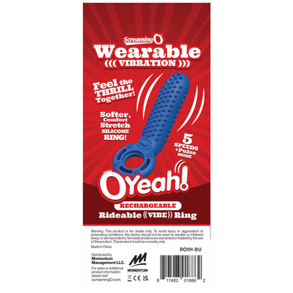 Screaming O Rechargeable O Yeah Silicone Vibrating Ring – Blue