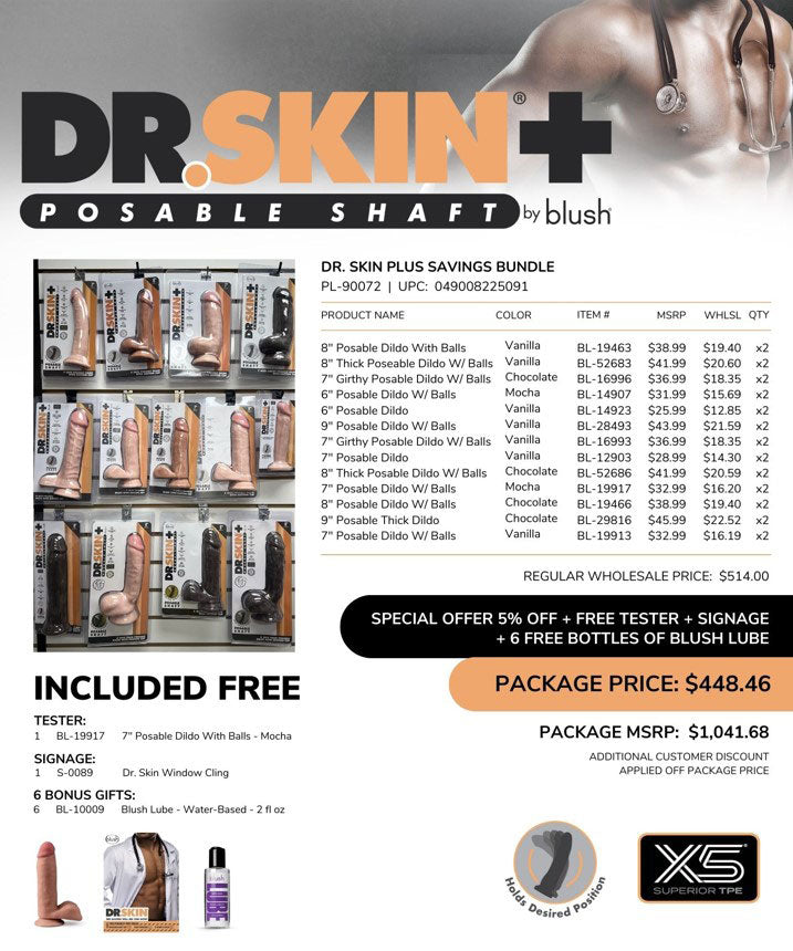 Dr Skin Plus Savings Bundle - Set of 12 Poseable Dildos in Various Colors