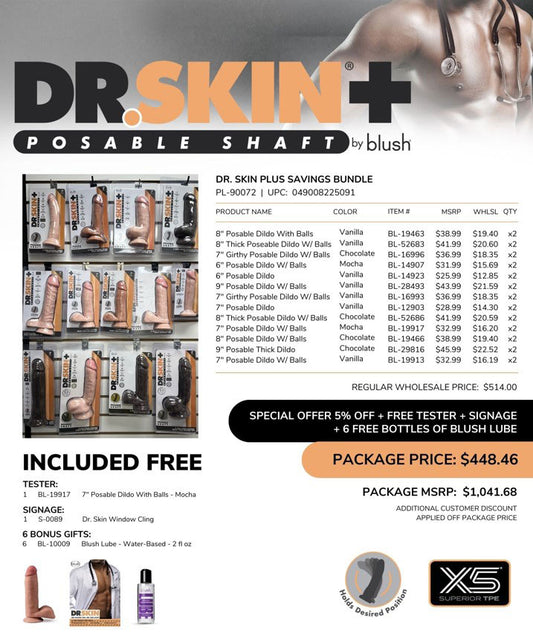 Dr Skin Plus Savings Bundle - Set of 12 Poseable Dildos in Various Colors
