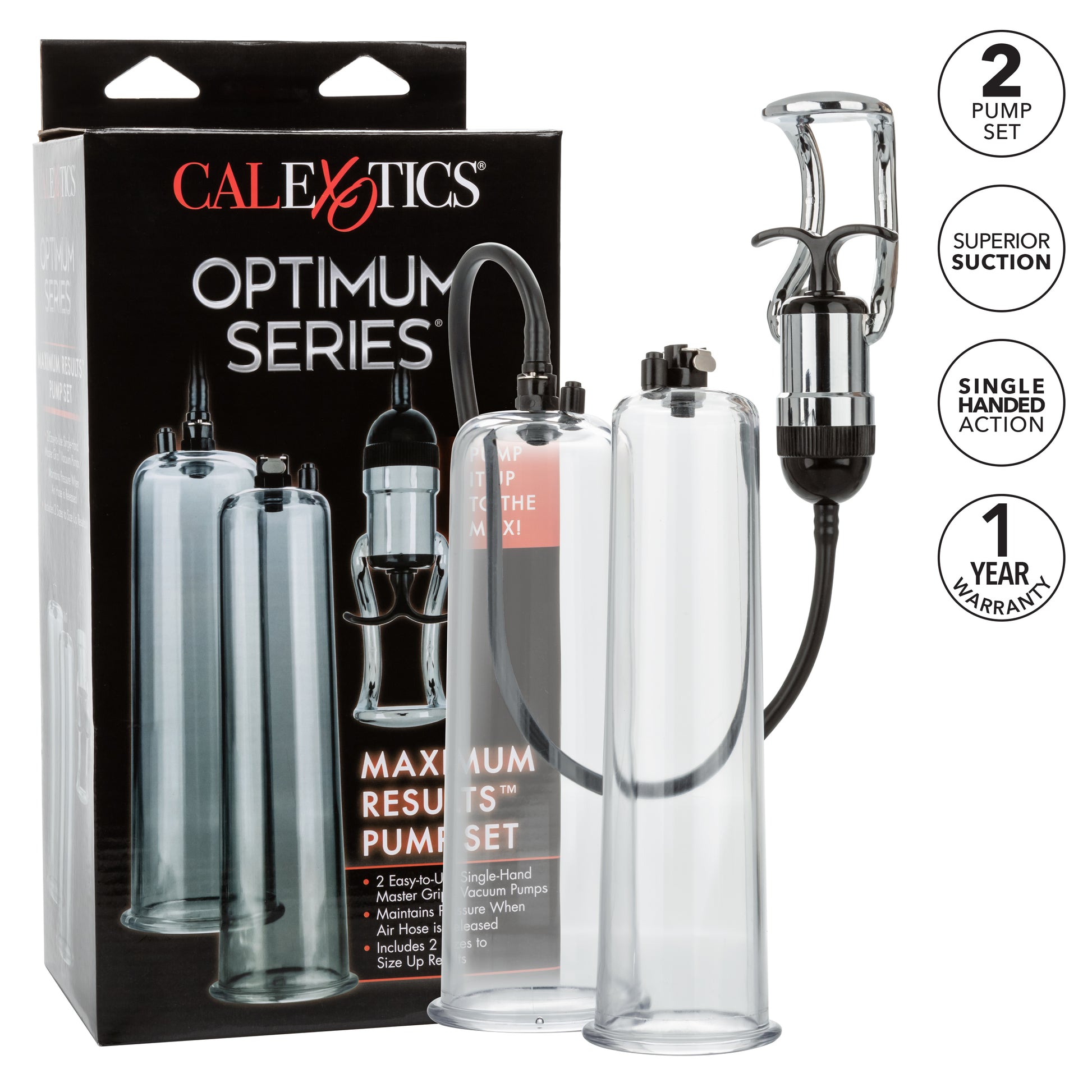 CalExotics Optimum Series Maximum Results Pump Set – Clear – Includes 2 Penis Pumps