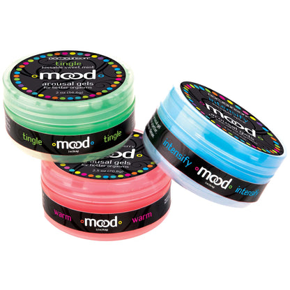 Doc Johnson Mood Arousal Gels - 3-Pack of Flavored Gels for Foreplay - Warm, Tingle, Intensify