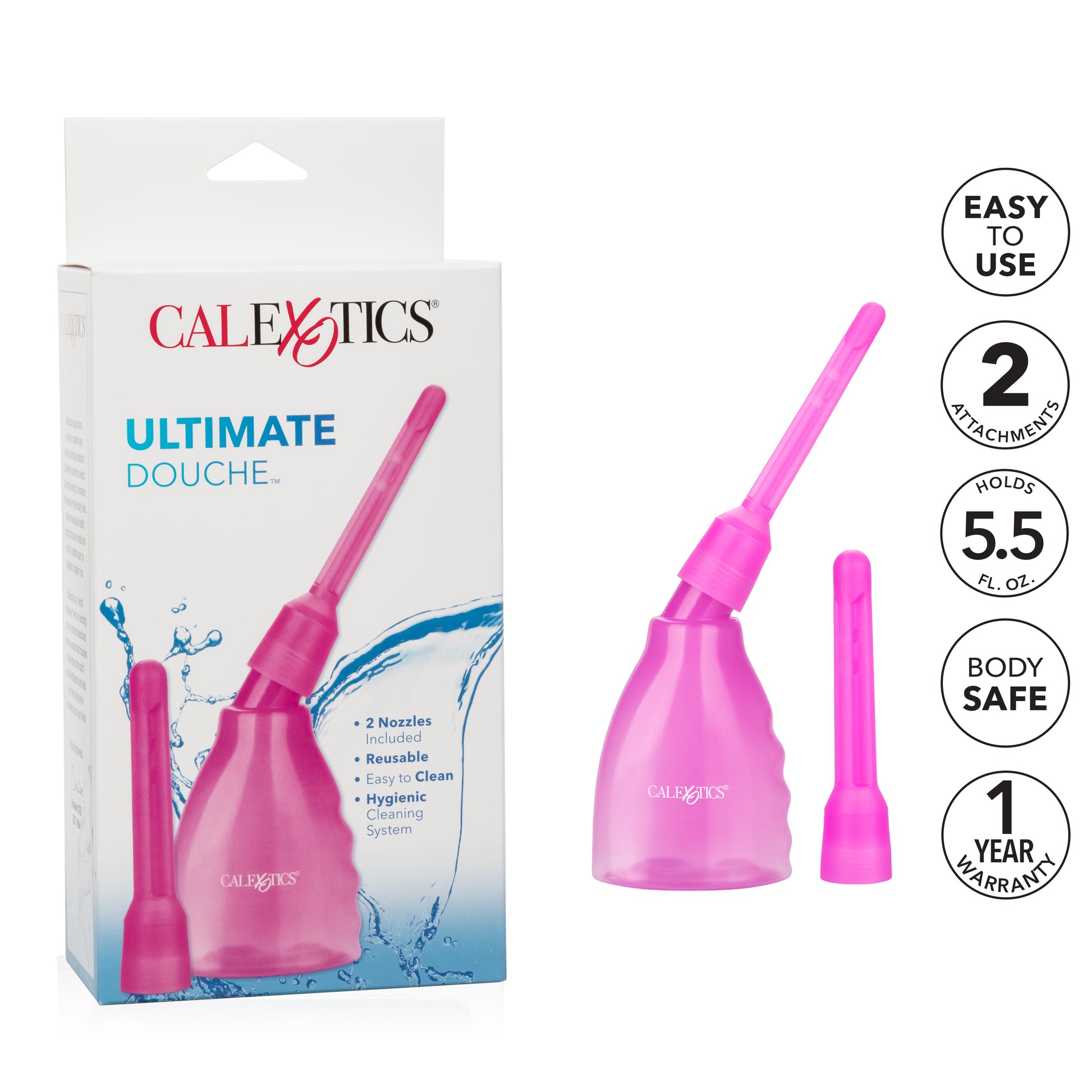 CalExotics Ultimate Douche System - Reusable with Interchangeable Nozzles - Purple