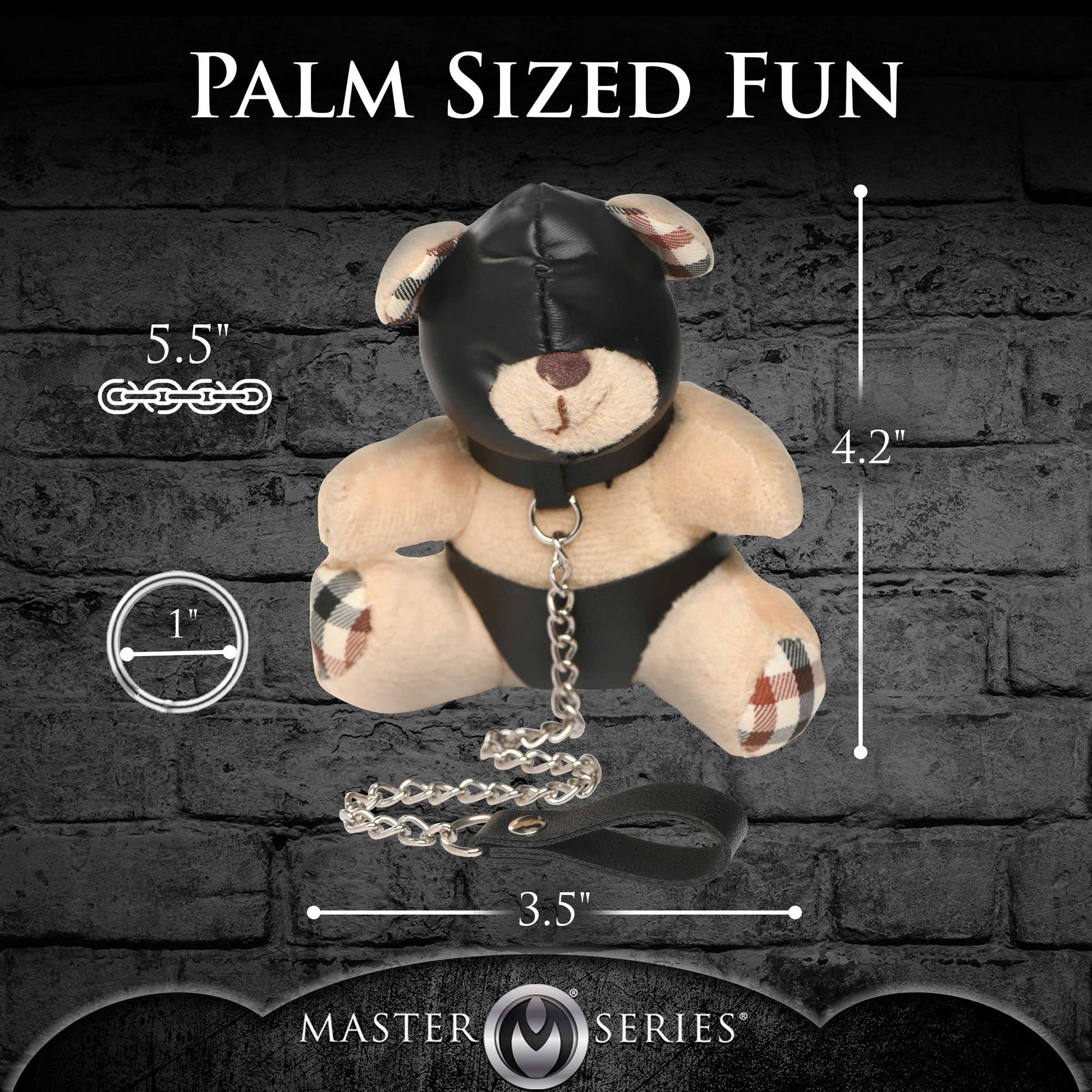 XR Brands Hooded Teddy Bear Keychain with Chain Leash – Light Peach