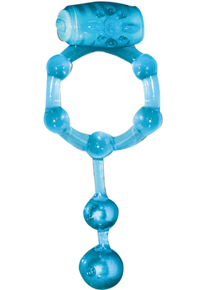 Nasstoys Macho Erection Cock Ring with Vibrating Clitoral Stimulators – Blue