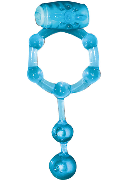 Nasstoys Macho Erection Cock Ring with Vibrating Clitoral Stimulators – Blue