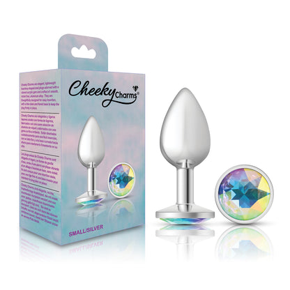 Cheeky Charms Clear Iridescent Round Gem Anal Plug - Small