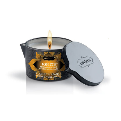 Kama Sutra Ignite Coconut Pineapple Massage Candle - 6 Oz - Skin Conditioning Massage Oil