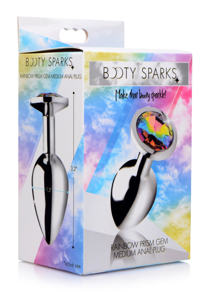 Rainbow Prism Gem Anal Plug - Medium - Nickel-Free Aluminum Alloy - Multi-Color