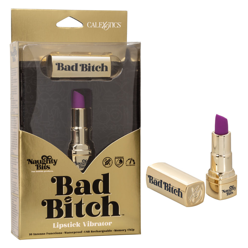 CalExotics Naughty Bits Bad Bitch Lipstick Vibrator – Purple – Multi-Function