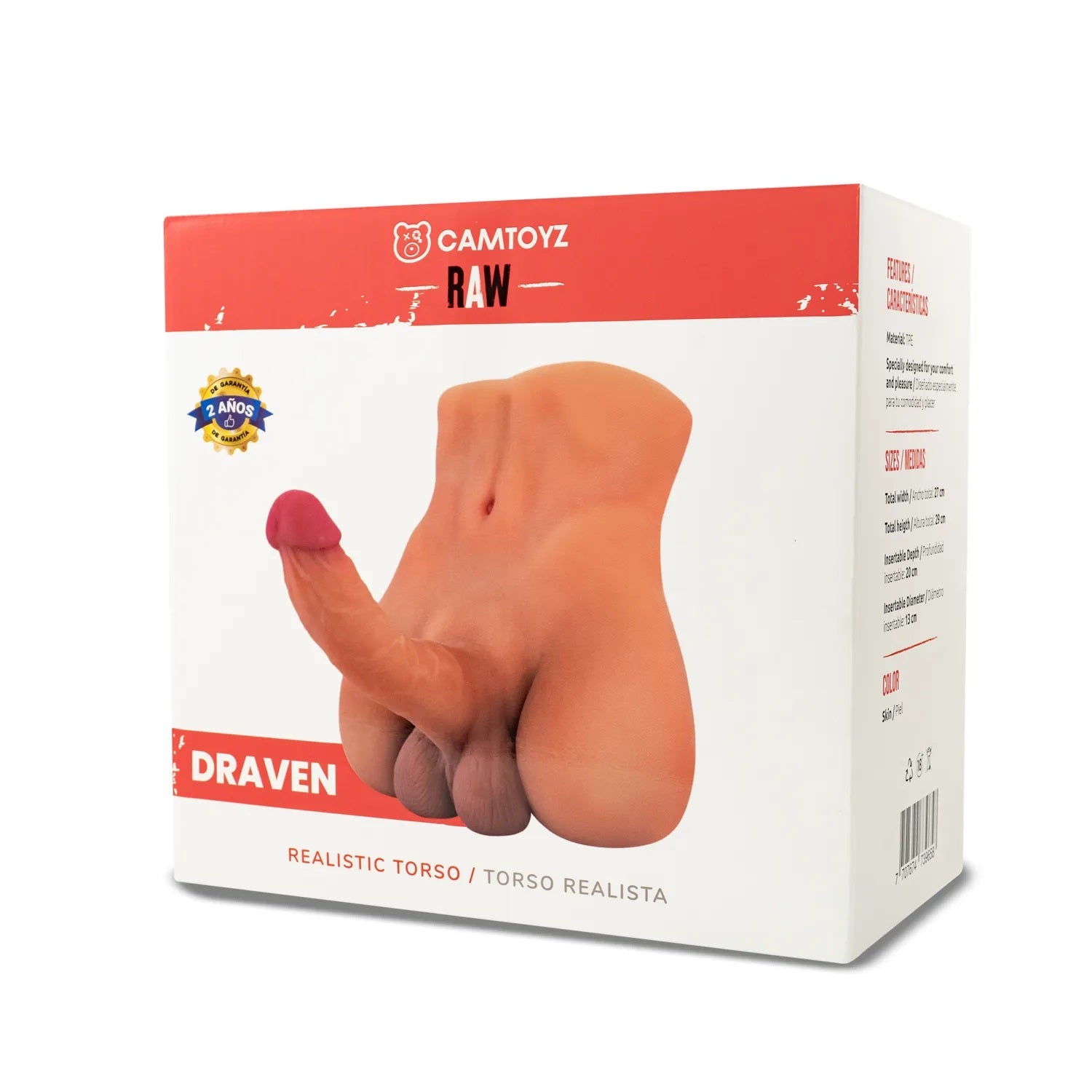 Camtoyz Raw Realistic Torso Draven - Bendable Masturbator - White