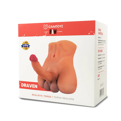Camtoyz Raw Realistic Torso Draven - Bendable Masturbator - White