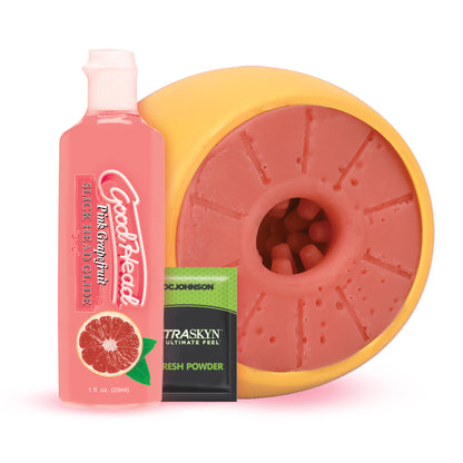 Doc Johnson Goodhead Grapefruit Blowjob Stroker Set – Yellow/Pink