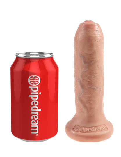 Pipedream King Cock 6 Inch Uncut Dildo with Movable Foreskin - Beige