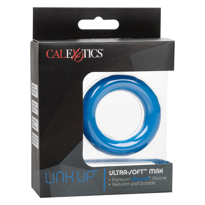 CalExotics Link Up Ultra-Soft Max Cock Ring – Blue, Textured, Phthalate Free