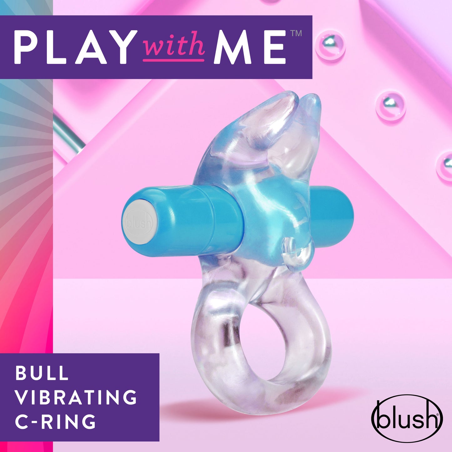 Blush Play With Me Bull Vibrating C-Ring - Blue