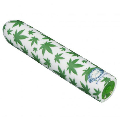 Cloud 9 Novelties 420 Slim Cannabis Leaf Vibe – Rechargeable Bullet Vibrator in White/Green