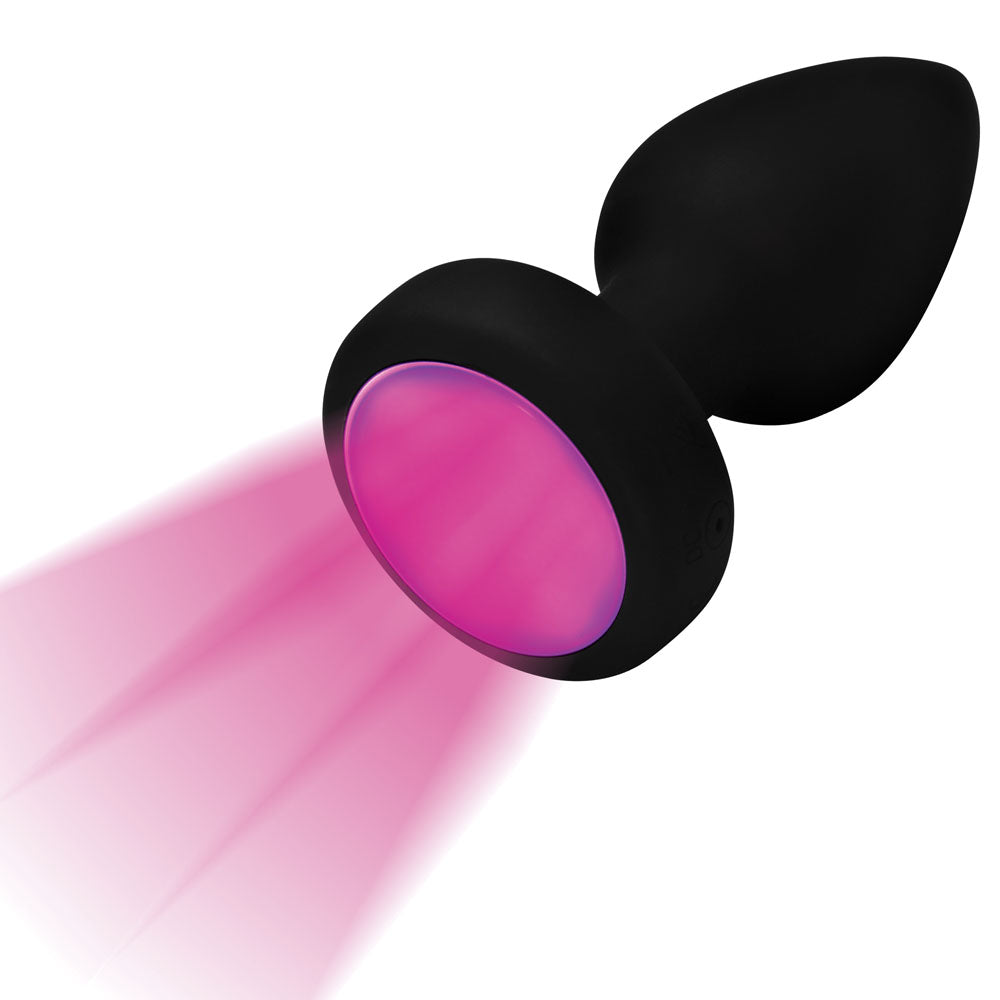 XR Brands 7x Light Up Rechargeable Anal Plug – Black – 7 Vibration Modes
