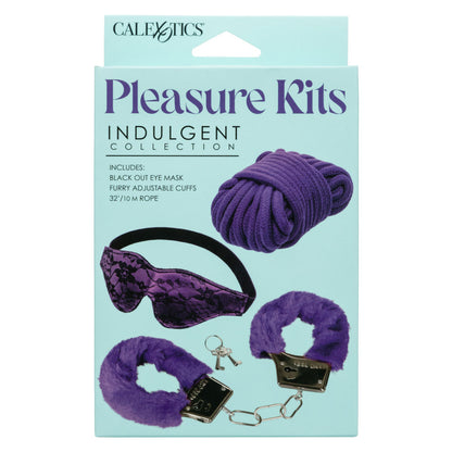 CalExotics Pleasure Kits Indulgent Collection - Soft Cuffs and Eye Mask - Purple