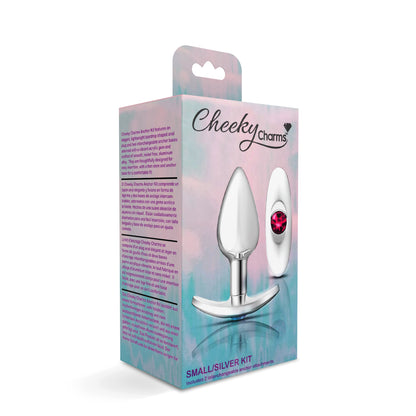 Cheeky Charms Silver Anchor Buttplug Kit - Teardrop Anal Plug with Interchangeable Gemstone Bases - Clear Iridescent and Bright Pink