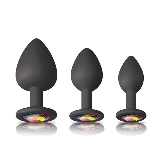 Glams Spades Trainer Kit – Silicone Plugs with Rainbow Gems – Black