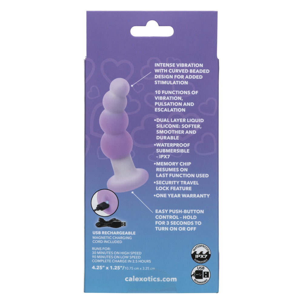 CalExotics Lavender Haze Beaded Curved Probe Vibrator, Dual-Layer Liquid Silicone, Rechargeable, Waterproof IPX7 – Purple