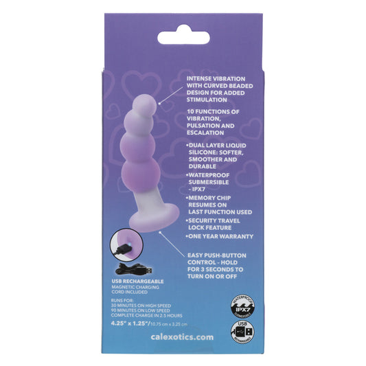 CalExotics Lavender Haze Beaded Curved Probe Vibrator, Dual-Layer Liquid Silicone, Rechargeable, Waterproof IPX7 – Purple