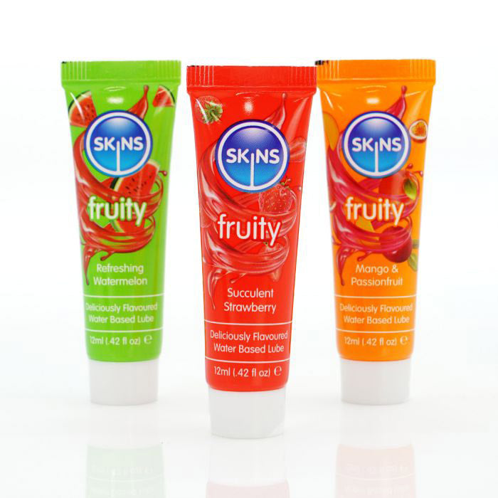 Skins Fruity 3pk Flavored Lubricants - Watermelon, Strawberry, Mango & Passionfruit