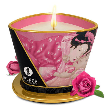 Shunga Massage Candle - Aphrodisia - Massage Oil - Roses - 5.7 Oz