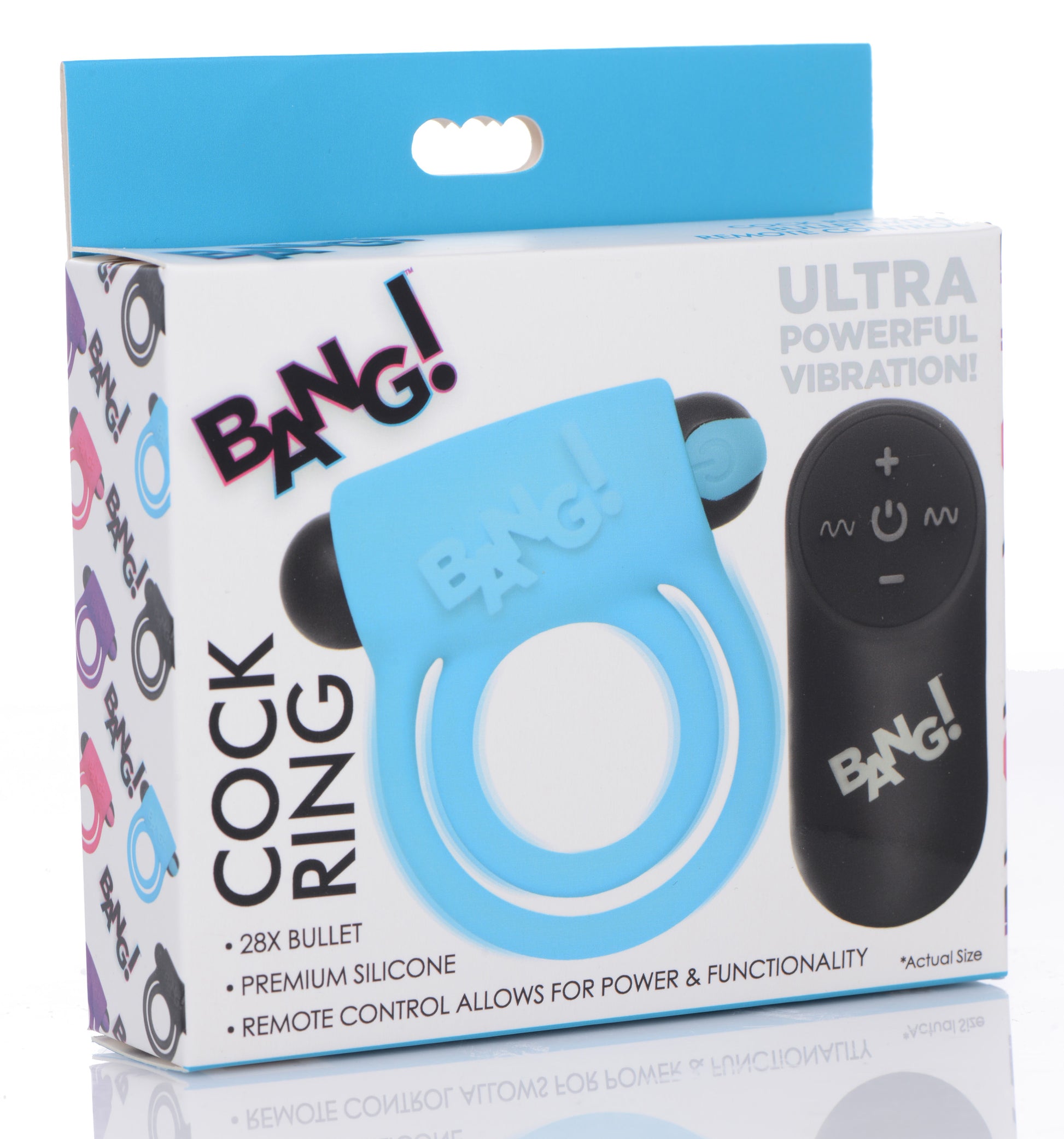 Bang Silicone Cockring and Bullet with Remote Control - Blue