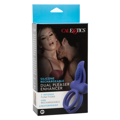 CalExotics Silicone Rechargeable Dual Pleaser Enhancer - Blue - 7 Functions