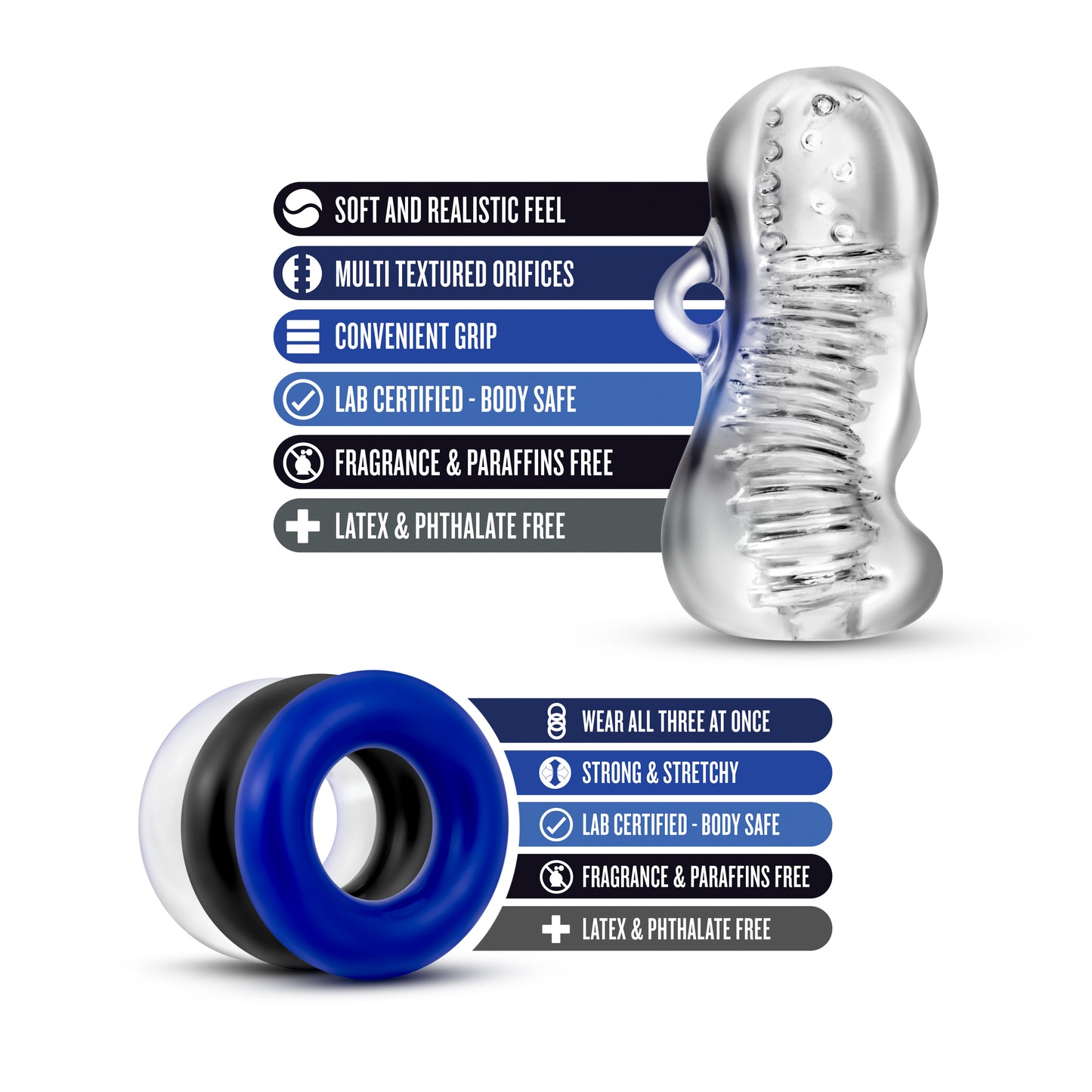 Blush Quickie Kit Jerk Off Stroker with Donut Rings - Clear