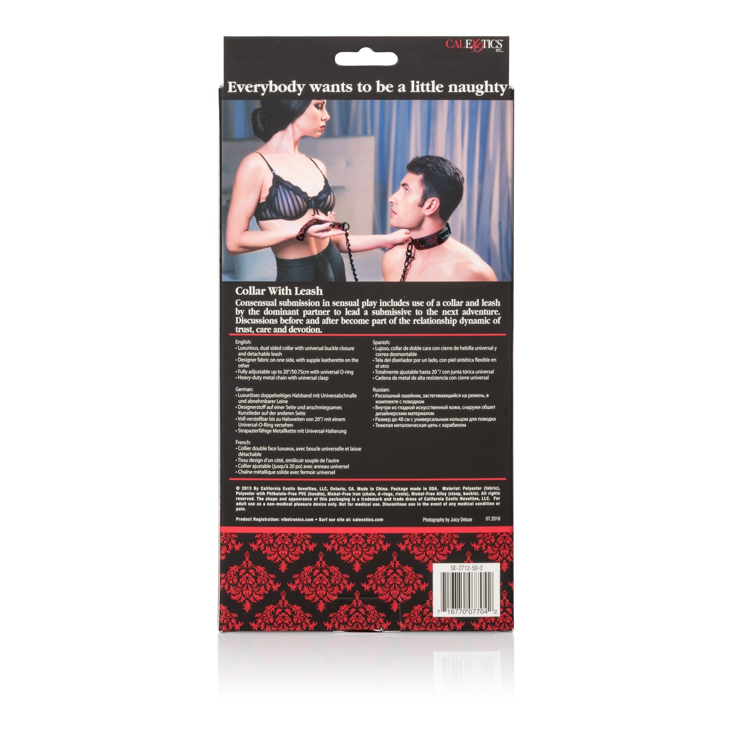 CalExotics Scandal Collar with Leash – Red