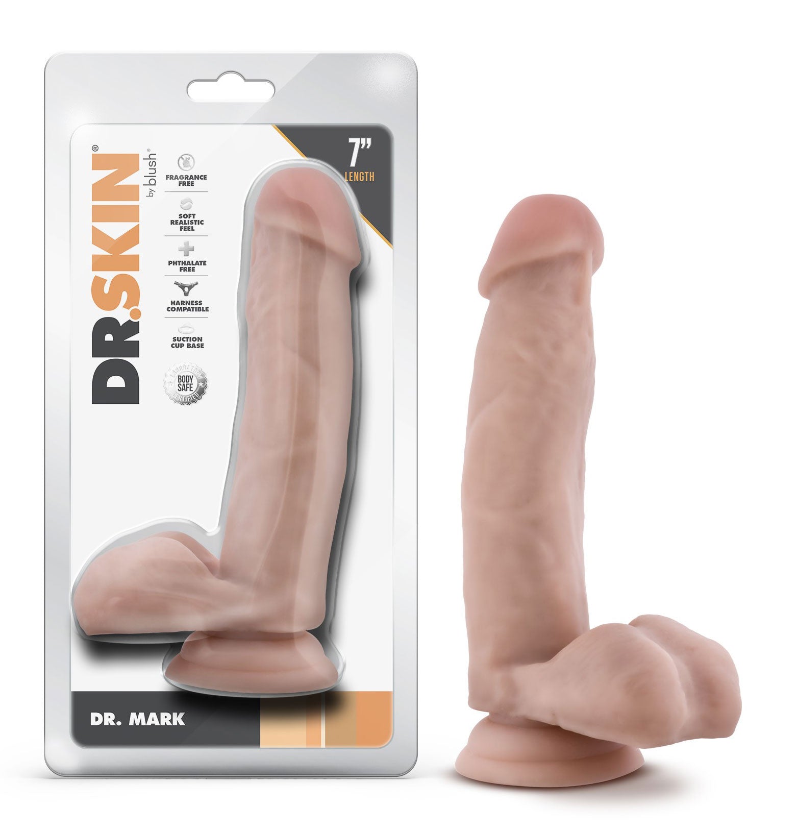 Dr. Skin Dr. Mark 7 Inch Dildo with Balls - Beige