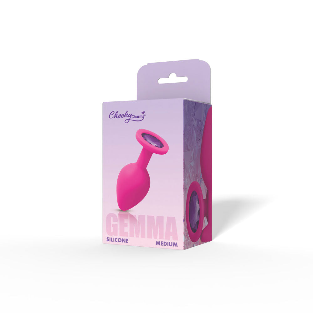Gemma Purple Gem Pink Silicone Medium Anal Plug - Tapered Design