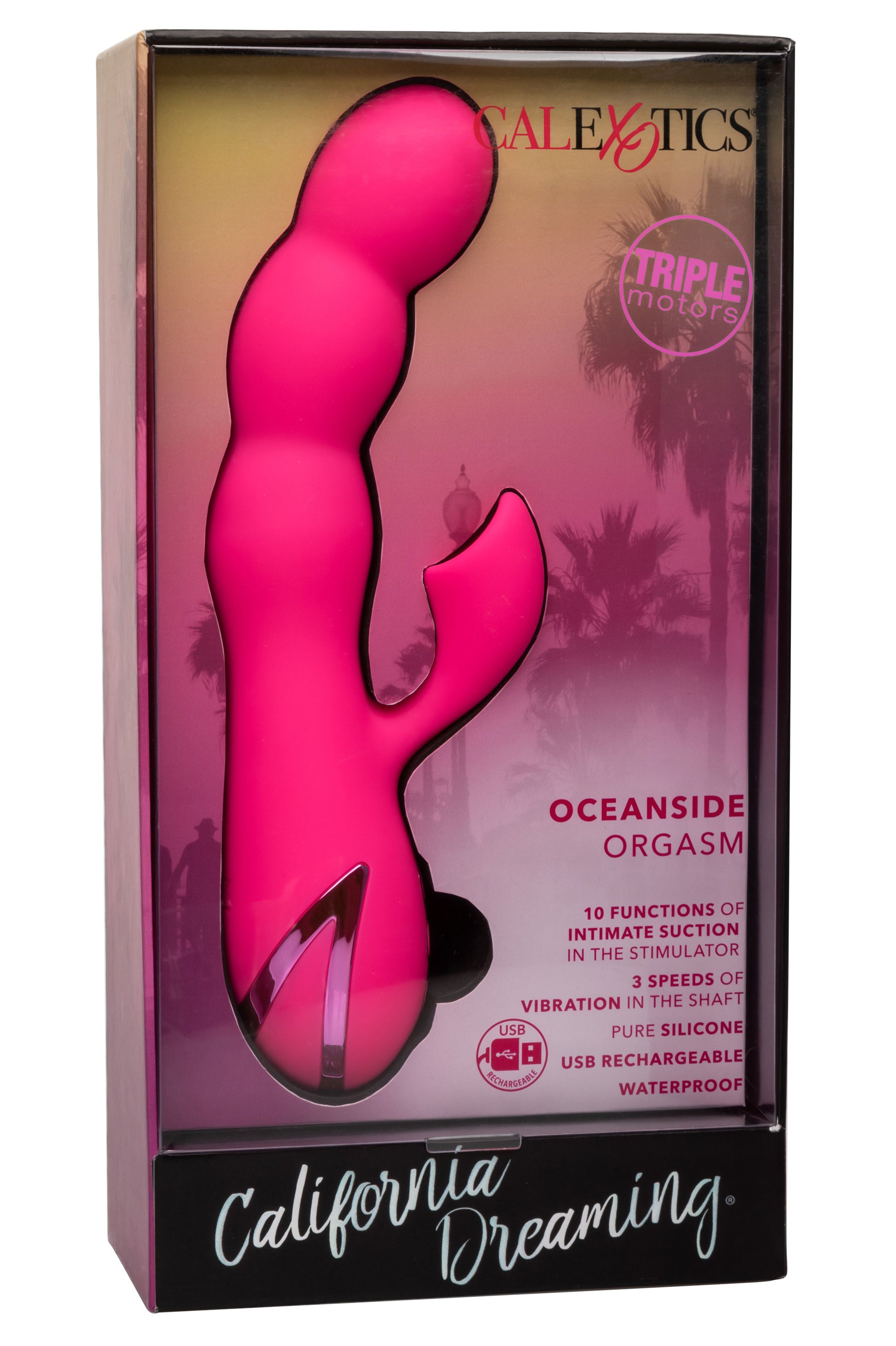 California Dreaming Oceanside Orgasm Massager – Pink with Multi-Function Suction and Vibration